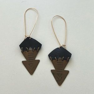 Metal Suede Drop Earrings